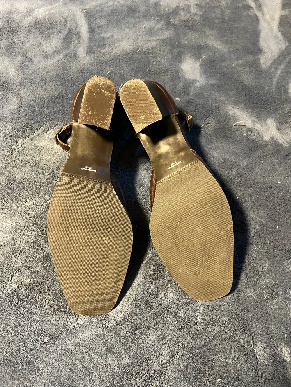 Matisse Brown Leather Ankle-Strap Block Heel Pumps